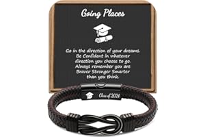 JOYCUFF 𝗚𝗿𝗮𝗱𝘂𝗮𝘁𝗶𝗼𝗻 𝗚𝗶𝗳𝘁𝘀 𝗳𝗼𝗿 𝗛𝗶𝗺 Class of 2024 College High School Graduation Gifts for Men, Leather Stainless Steel Love Knot Bracelets, Graduation Gifts for Son Boyfriend Brother Grandson Best Friend