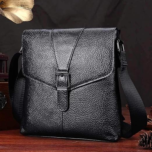 Amazon Co Jp 皮質 新しい革メンズバッグファッショントレンド牛革ハンドバッグカジュアルショルダークロスボディバッグ 耐久性 Color Black Size S ホーム キッチン
