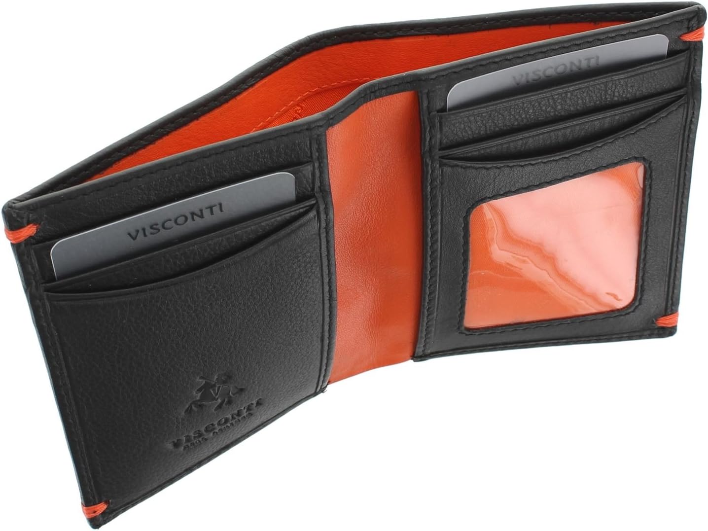 VISCONTI Alpine Collection Compact Slim Gents Leather Wallet RFID Blocking AP60 Black/Orange - Image 5