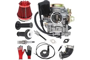 Banway GY6 50CC Carburetor,PD18J 18mm Carburetor For 4 Stroke Moped Engine GY6 49cc 50cc 80cc 139QMB 139QMA Carburetor for Taotao Kymco Scooter with Fuel Filter Intake Manifold Throttle Grips