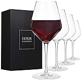 Red Wine Glasses – Set of 4 Hand Blown Large Wine Glasses – Long Stem Wine Glasses, Premium Crystal – Wine Tasting, Wedding, 