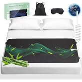 Grounding Mat for Bed with Leather, Improve Sleep, Relieve Stress &amp; Pain, Anti-Slip &amp; Eco-Friendly PU Leather, Includes Grounding Cord &amp; Sleep Mask for Enhanced Rest Magnetic Therapy (King-27''&times;78'')