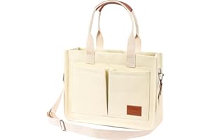 EWSNM Canvas Tote Bag for Women, Large Laptop Travel Tote Handbag Totes with Crossbody Shoulder Teachers Reusable Grocery Bags