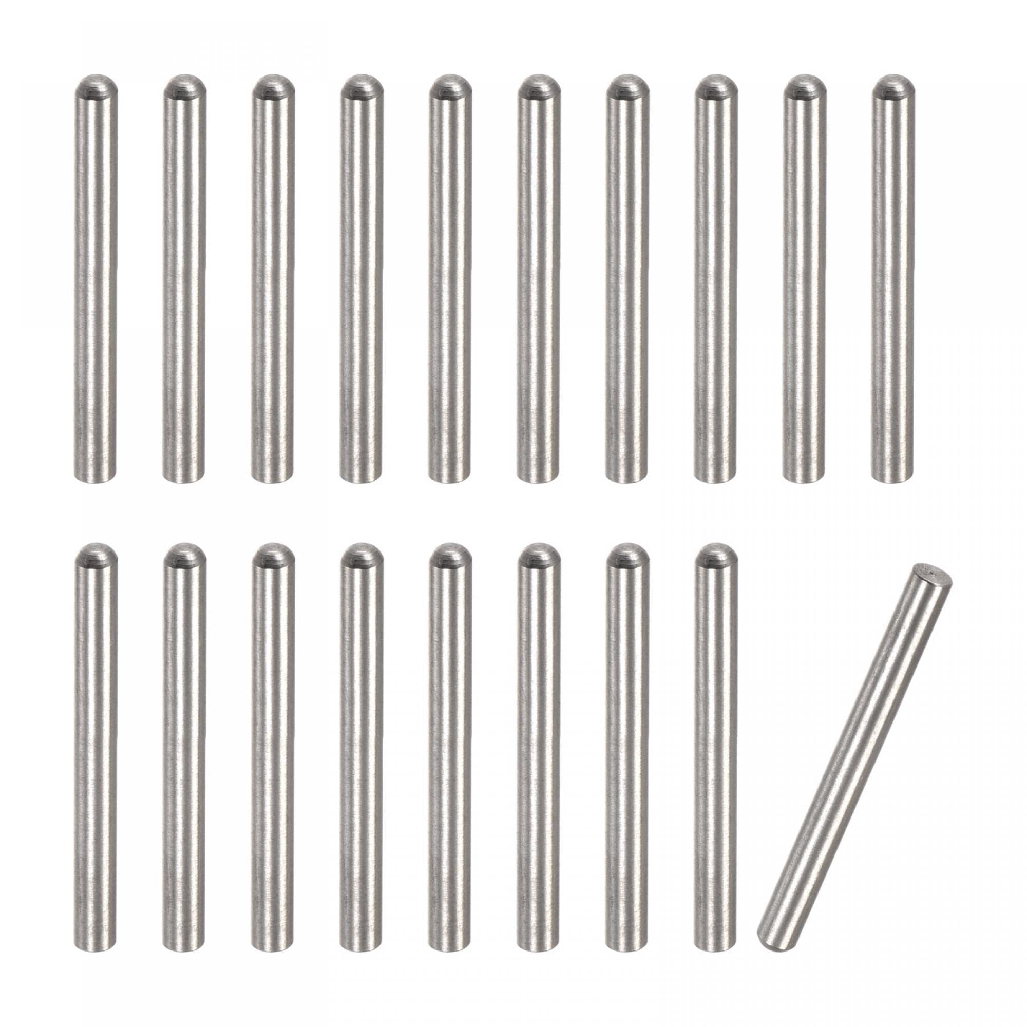 TOP-VIGOR 20Pcs 4mm x 30mm Dowel Pins, 304 Stainless Steel Round Head Flat Chamfered End Shelf Pegs Support Fasten Elements Silver Tone