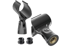 RJDJDLXM 2 Pcs Microphone Clip for Mic Stands, Universal Holder, Comes with 5/8" Male to 3/8" Female Screw Adapter Suitable f