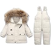 YALLET Baby Girls Boys Snowsuit, Infant Winter Clothes Toddler Kids Winter Warm Hooded Down Jacket Coat + Ski Bib Pants