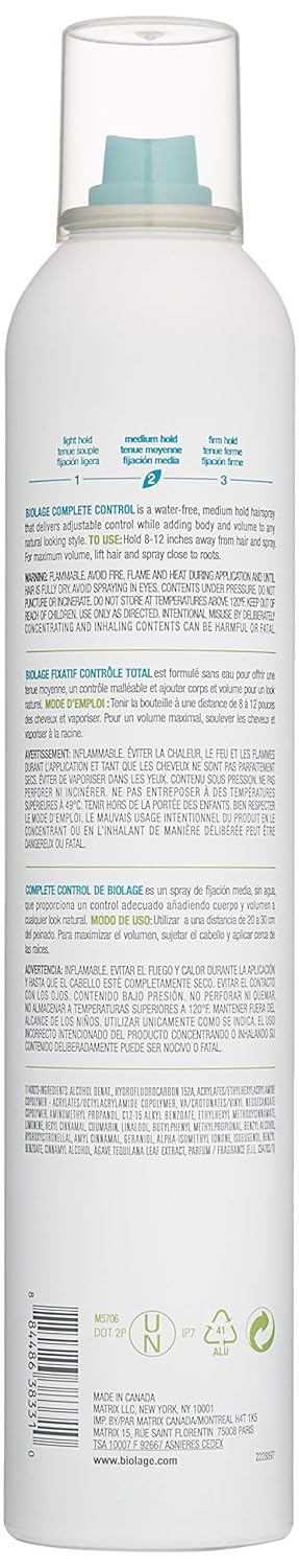 BIOLAGE Styling Complete Control Hairspray | Adjustable Control Hairspray For Volume, Texture & Hold | Paraben-Free | For All Hair Types | 10 oz.: Premium Beauty