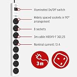 Brennenstuhl hugo! 8-Way Extension Socket Surge Protection 19500A White 3m view 3