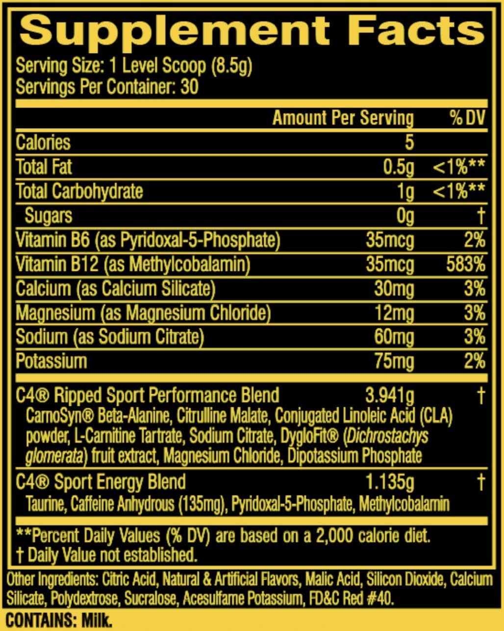 C4 Ripped Sport Pre Workout Powder Fruit Punch | NSF Certified for Sport + Sugar Free Preworkout Energy Supplement for Men & Women | 135mg Caffeine + Weight Loss | 30 Servings: Health & Personal Care