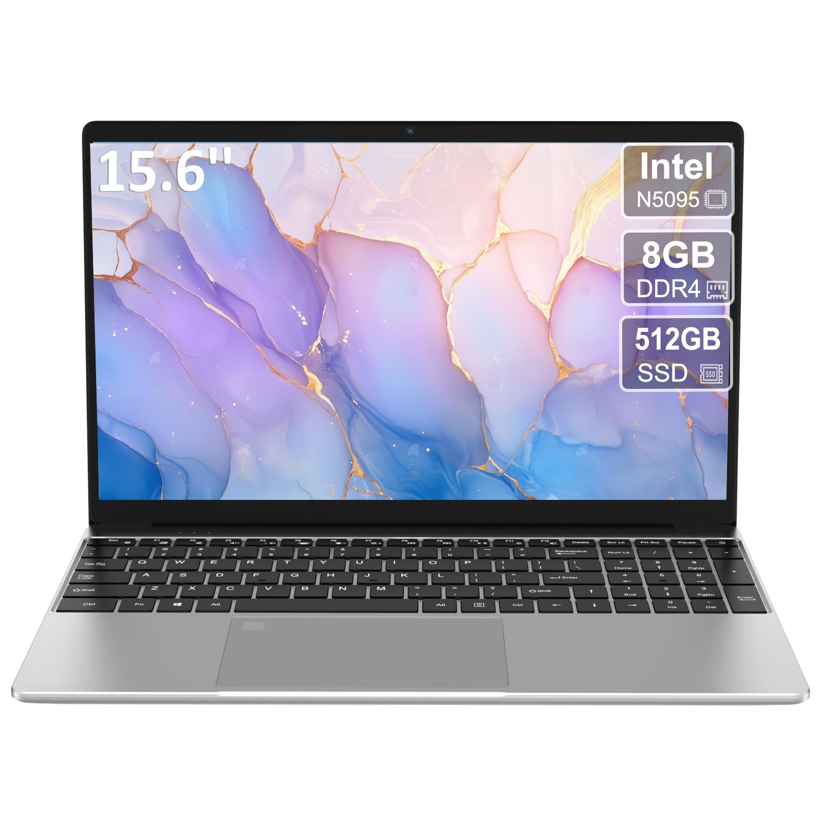 Photo 1 of Trygood 15.6'' Laptop Computer,1080P FHD Display,8GB RAM,512GB SSD,N5095 CPU Business Laptop,Numeric Keypad,Backlit Keyboard,Fingerprint Unlock,SD Card Reader,Webcam, 5GWiFi, HDMI,Silver