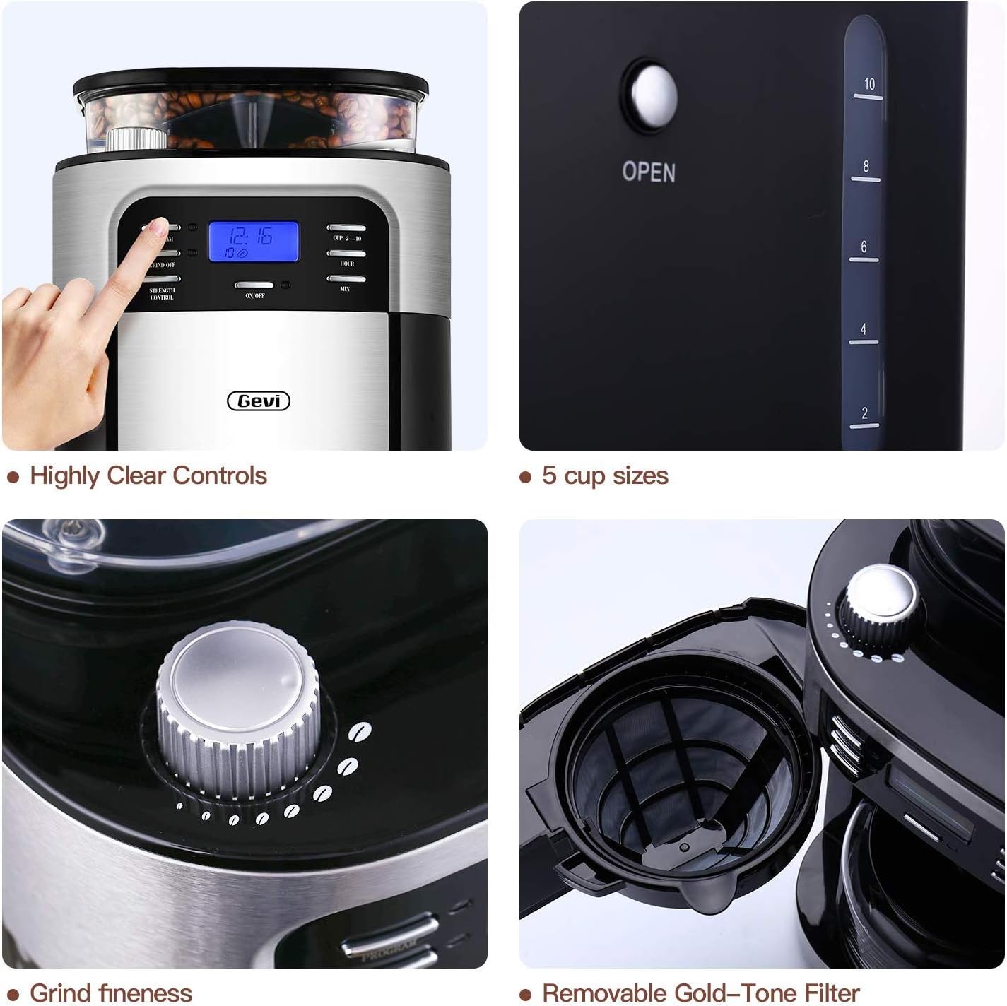 Fast Delivery And Free Shipping On All Orders 10 Cup Drip Coffee Maker Grind And Brew Automatic Coffee Machine With Built In Burr Coffee Grinder Programmable Timer Mode And Keep Warm Plate 1 5l