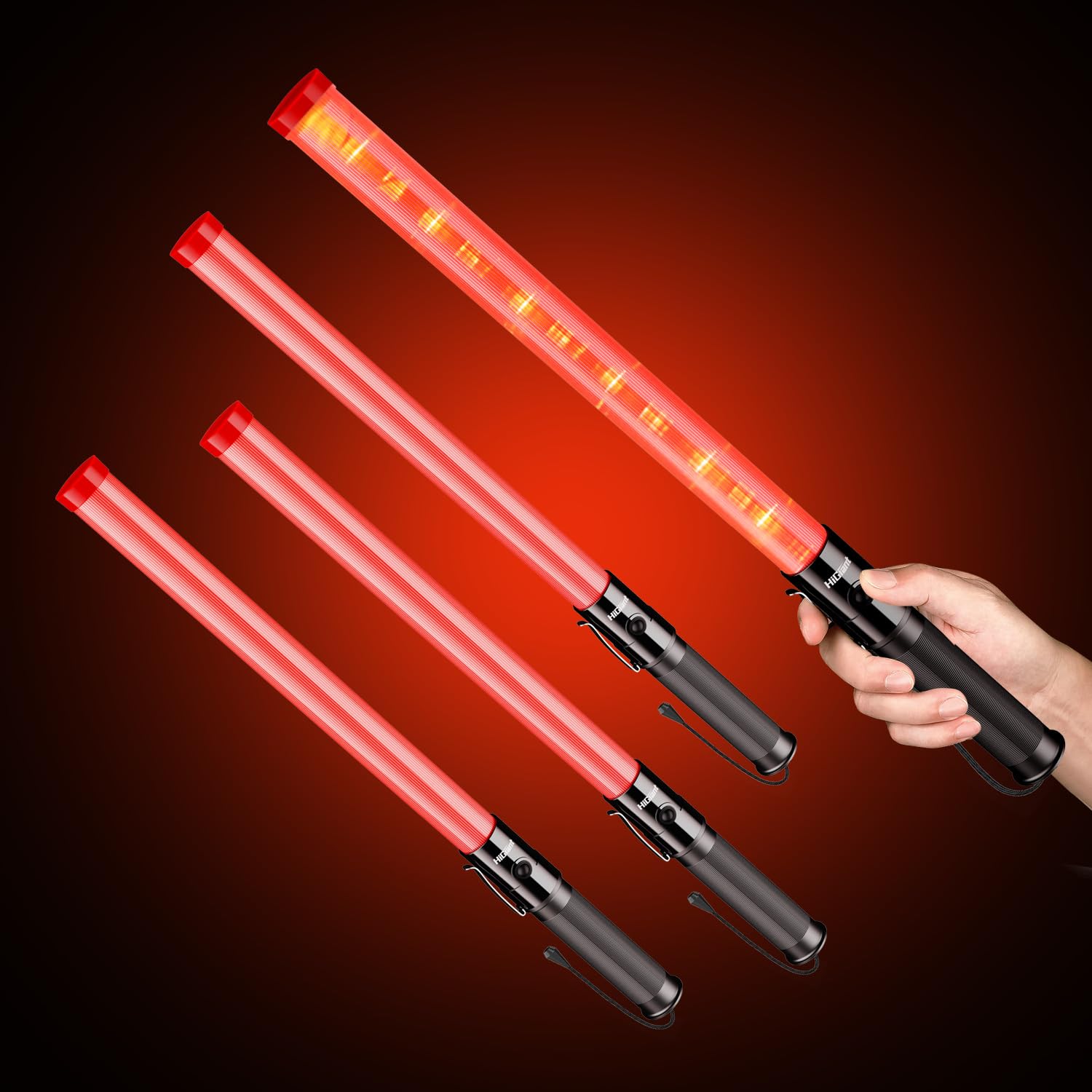 Photo 1 of HiGiant [4 Pack] 21inch LED Traffic Control Baton, Red Light Wands with 2 Flashing Modes, Air Traffic Control Light with Side Clip for Parking Direct