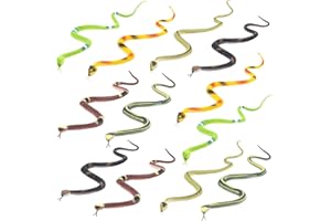Fun Central 12-Pack Realistic Snakes – 14” Multicolor Snake Toys for Outdoor Decor, Pranks, and Bird, Rabbit, Squirrel Deterrent