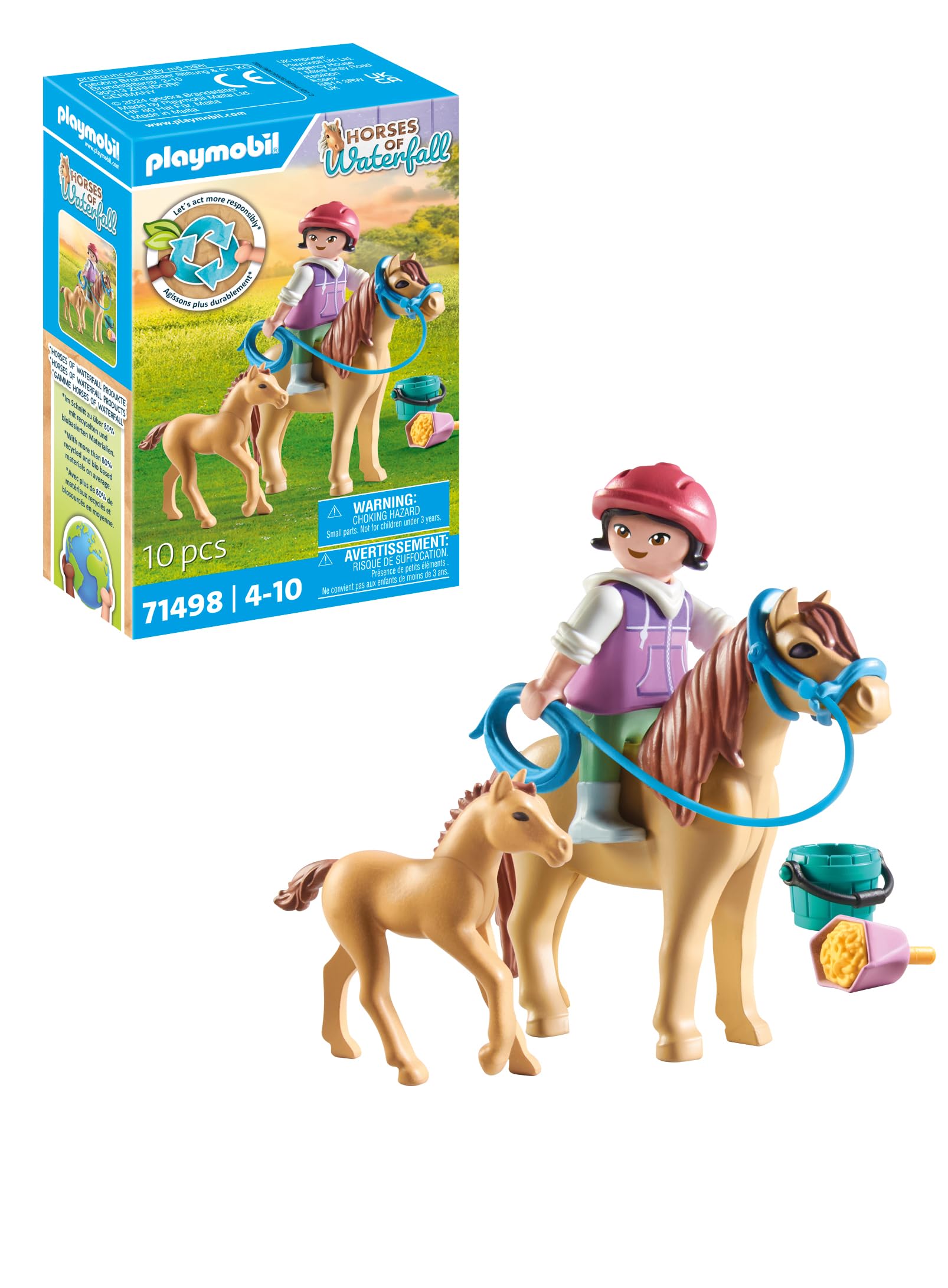 Playmobil 71498 Horses of Waterfall: Child with Pony and Foal, horse toy, fun imaginative role-play, playsets suitable for children ages 4+
