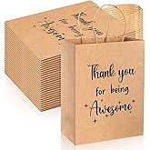 Ctosree 20 Pcs Thank You Gift Paper Bags for Employee Coworker Colleague Thank You for Being Awesome Bags with Handles for Colleague Employee(8.3 x 4.3 x 10.6 Inch,Kraft Paper)
