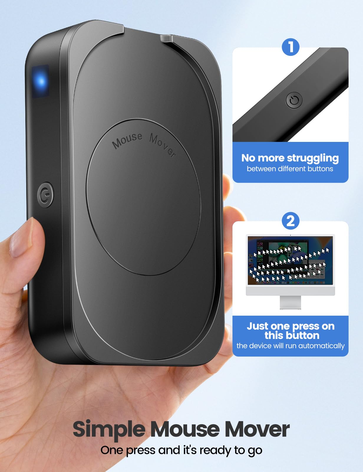 Meatanty Easier-to-Use Mouse Jiggler, 100% Undetectable Mouse Mover, Automatic Mouse Shaker Wiggler Computer Moving Device Pad, Mechanical Random Vibration for Office Remote Work and Life Balance