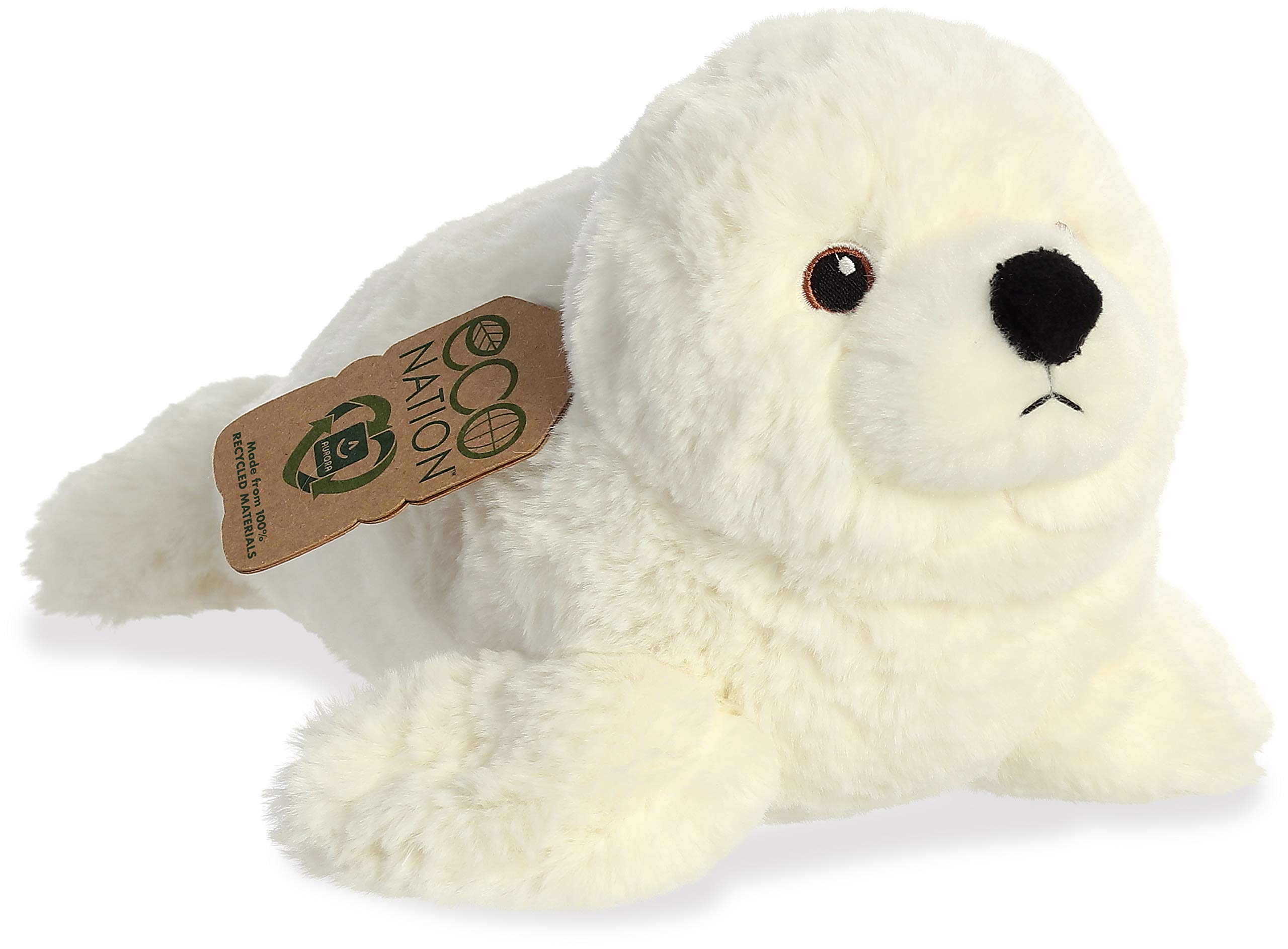 Aurora® Responsibly Made Eco Nation™ Seal Stuffed Animal - Ideal for Playtime Adventures - Perfect for Birthdays or Just Because - White 12 Inches