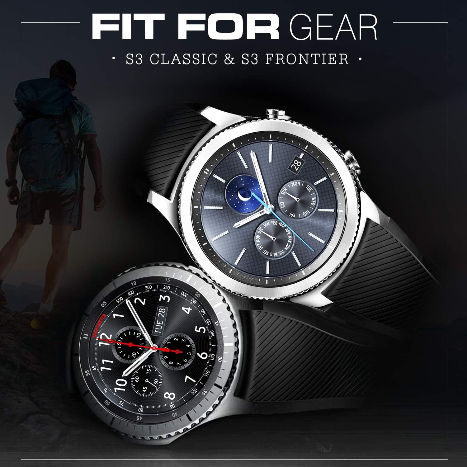 TiMOVO Strap Compatible with Samsung Gear S3 Frontier/Galaxy Watch 3 45mm/Galaxy Watch 46mm, 22mm Soft Silicone Strap - Black - Image 3