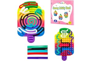 LIMPSKYS Sensory Activity Board, Silicone Maze Sensory Toy ,Sensory Toys for Kids with Autism,Quiet Fidget Toys,Fidget Toys Adults, Quiet Touch Toy, Great for Ages preschoolers to Adults ,with 18 Strings