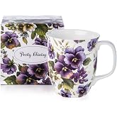 McIntosh Chintz Purple Pansies Fine Bone China Java Mug (12.5 oz)