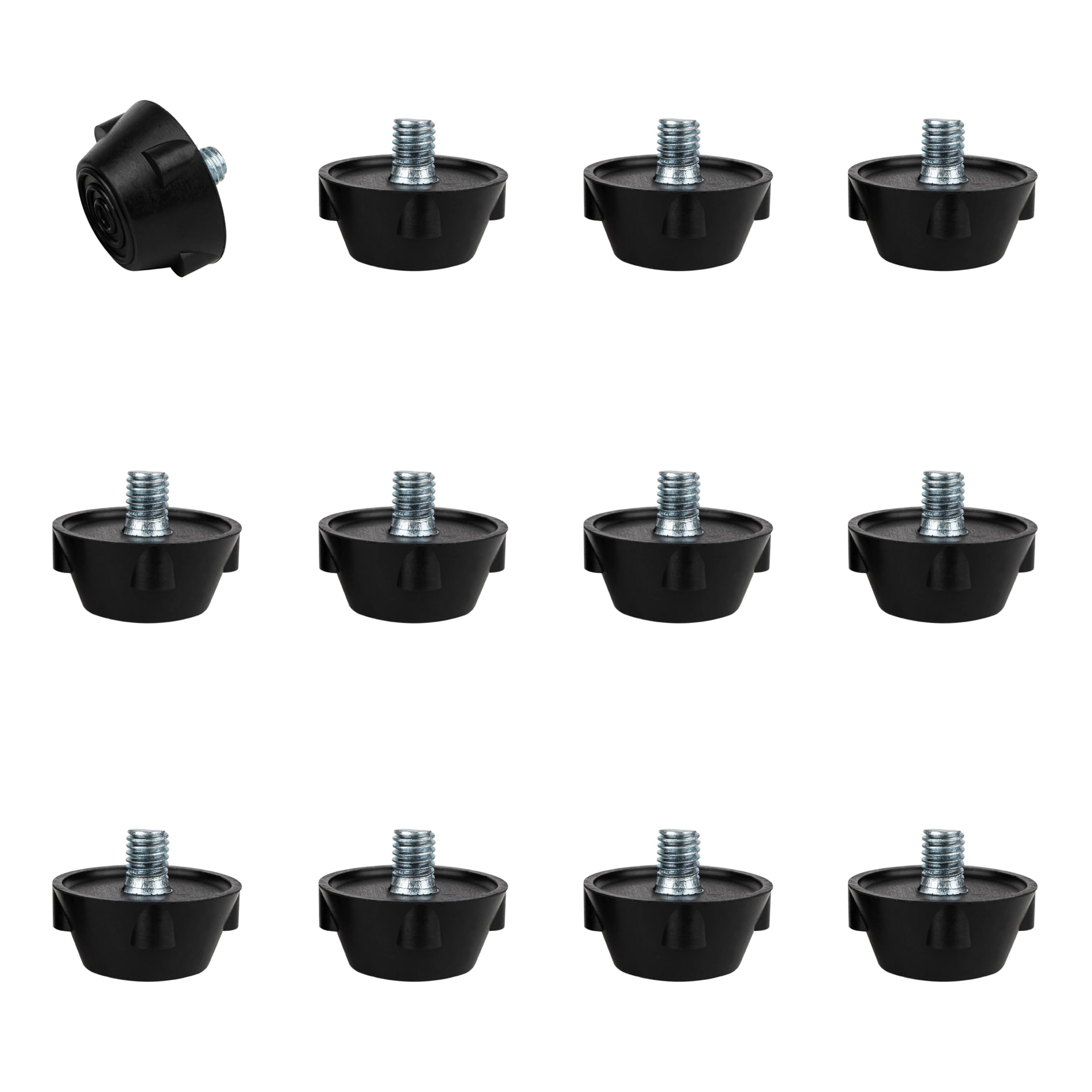 55 Sport Rubber Football Studs For Hard Surfaces - 12 Pack (10mm) - Black