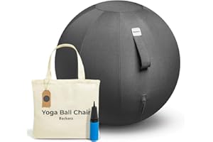 Backerz Balance Ball Chair for Office & Home - Ergonomic Exercise Ball for Posture & Back Pain Relief, Yoga Ball Chair - Sitting Ball with Washable Linen Cover
