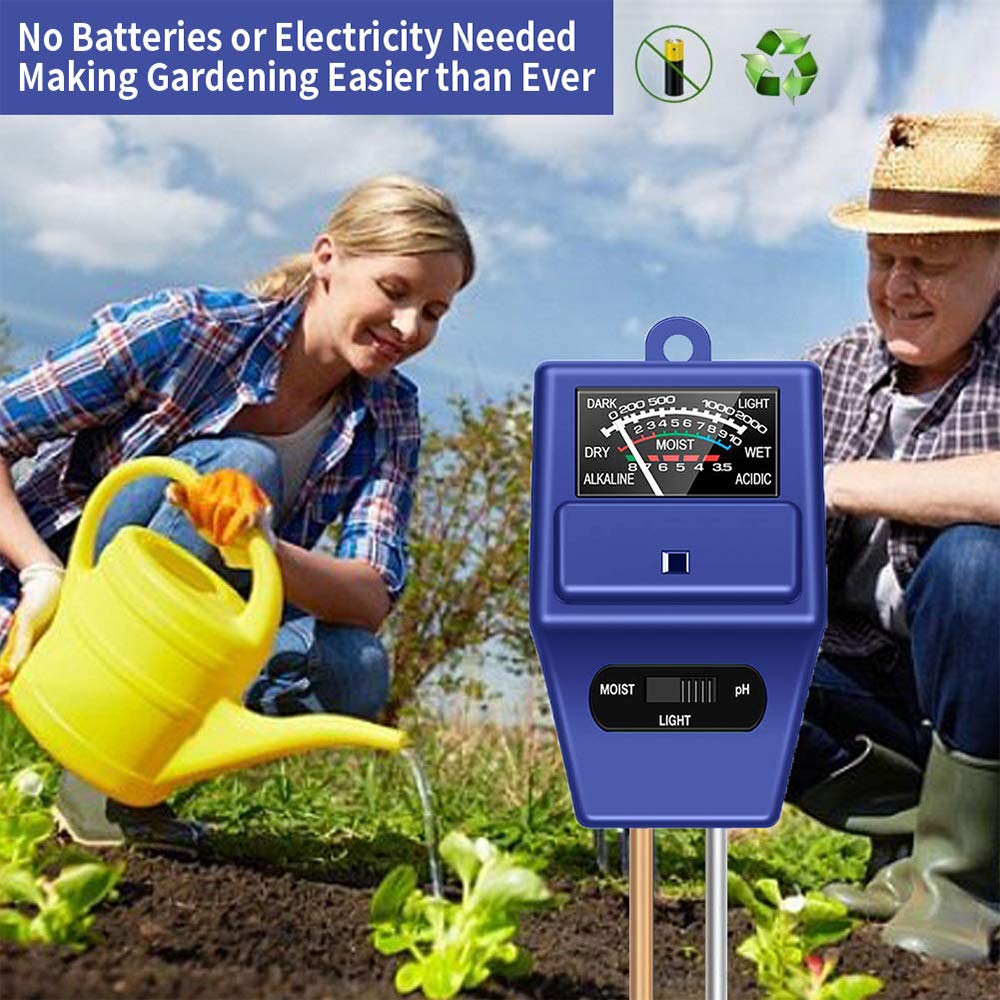 JeahoreKy Soil PH Meter, 3in1 Soil Test Kits With Moisture,Light And