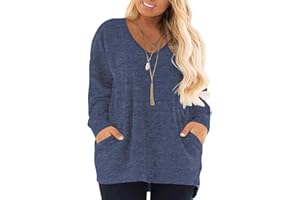 DOLNINE Women's Plus Size Sweatshirts Color Block Long Sleeve Pocket Shirts Tops