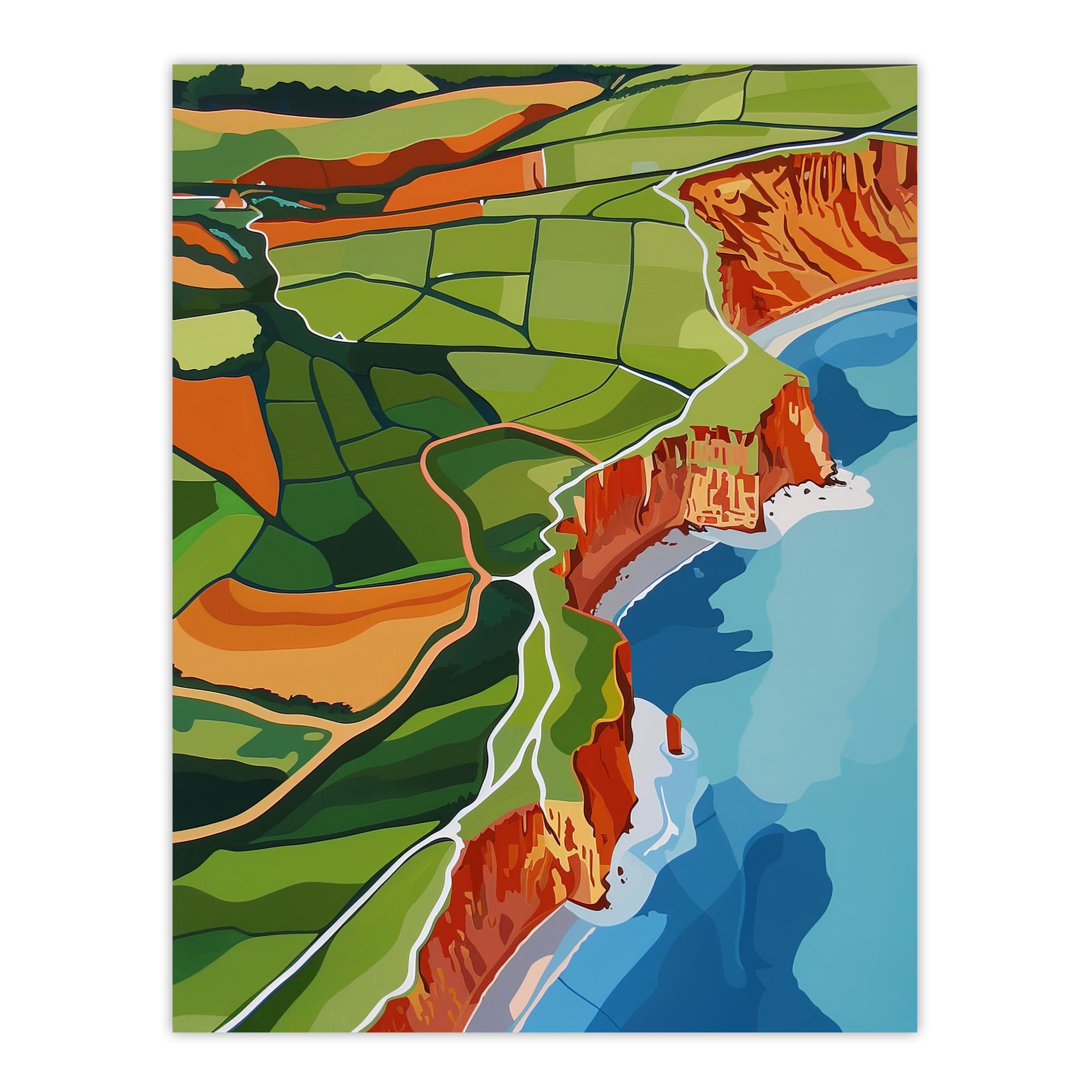 Artery8 North Yorkshire Coast Aerial View Design Living Room Extra Large XL Wall Art Poster Print