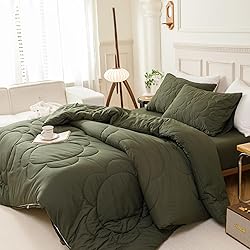CLOTHKNOW Army Green Floral Comforter Set Full 3Pcs