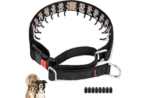 Mayerzon Dog Collar, Patented Martingale No Pull Collar for Small Medium Large Dogs with Buckle for Walking Training, Hidden Design (Black, Medium,2.5mm,20-Inch,14.5-18.5" Neck)