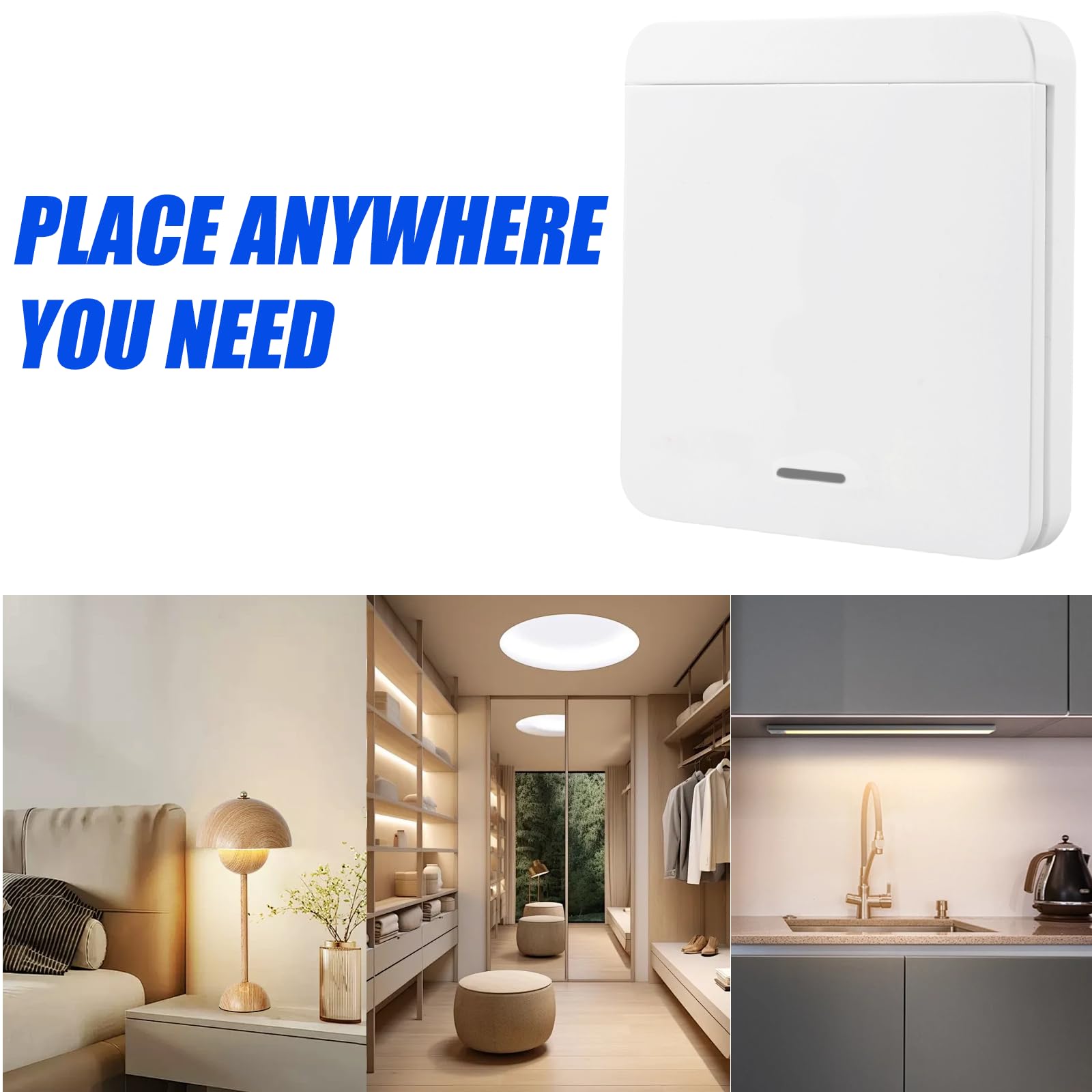 Funkschalter 230V Funk-Lichtschalter Set: WIYETY RF 433Mhz Funk Lichtschalter, Funk-Empfänger, Funkschalter Licht für Lampe, Reichweite von 30 Metern, für Lampen bis 1500W(2 Schalter 1 Empfänger) 7