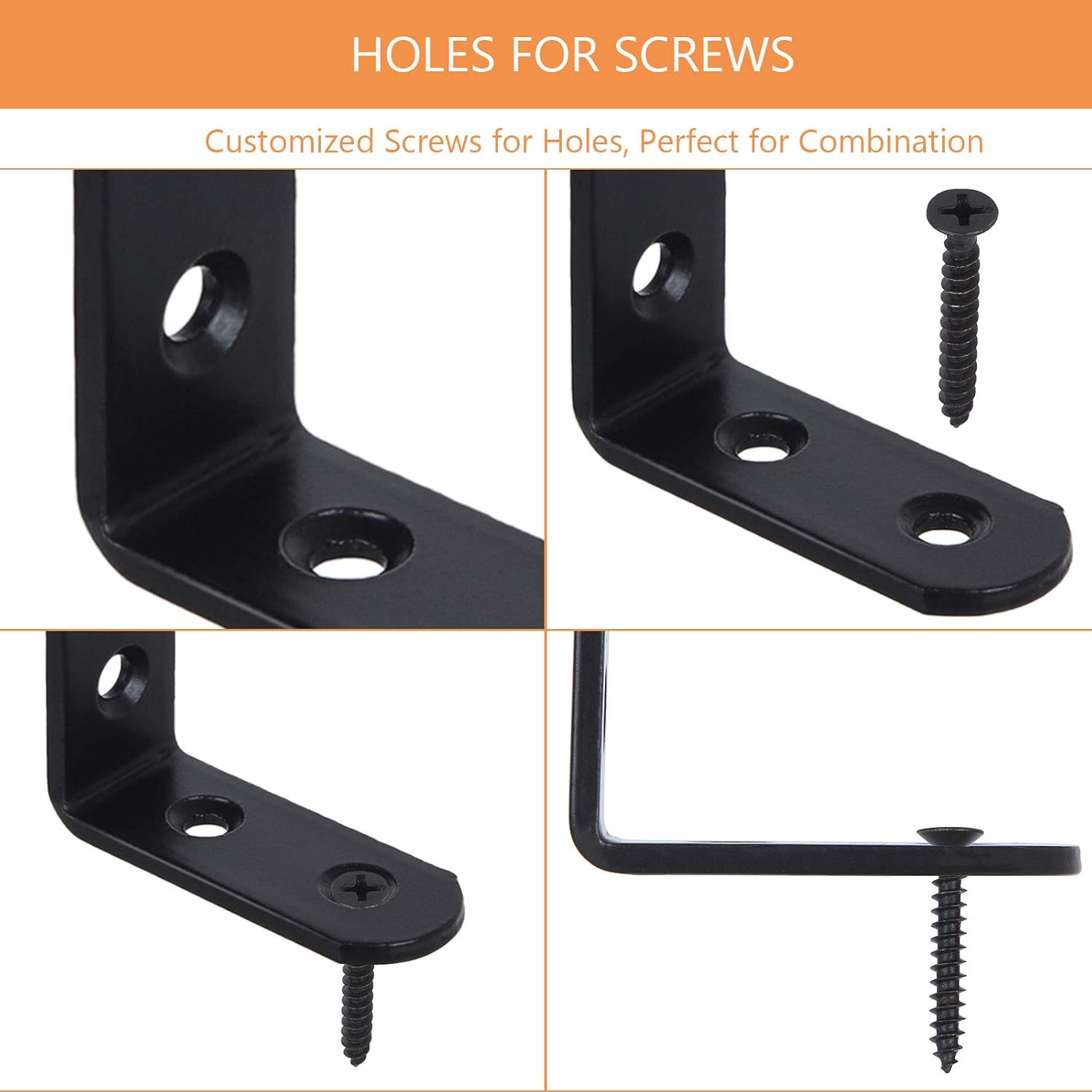 SHANQ 60PCS Black Corner Brace, 50mm x 50mm Heavy Duty Iron Angle ...