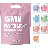 Naisture 15 Min Pamper Me Kit Korean Spa Skincare Gift Set for Women-Head to Toe with Hair, Face, Eye, Hand, & Foot Masks (7 pcs)