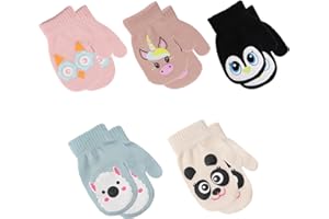 Peecabe Toddler Mittens Baby Boys Knitted Gloves Kids Stretch Mittens Soft Toddler Gloves For Girls Fall Winter