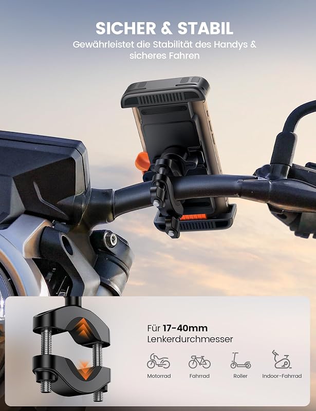 Handyhalterung Fahrrad Lenker, Handyhalter Motorrad Halterung — Foto 3 von 7