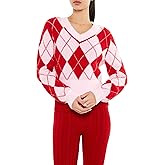 Forever 21 Womens Argyle Fuzzy Knit Sweater