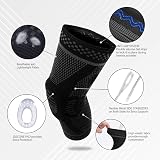 Lexniush Knee Support Sport Brace with Patella Gel Pads Stabilizers Black L view 2