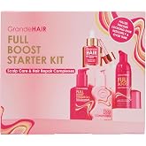 Grande Cosmetics GrandeHAIR Full Boost Starter Kit, 4-Piece Travel Set | Travel size shampoo, conditioner, volumizing foam &amp; enhancing serum for fuller &amp; thicker-looking hair