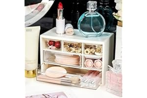 Mini Desk Storage Organizer with 6 Drawers, Stackable Desktop Craft Drawer Cabinet, Clear Storage Box Caddy for Makeup Jewelr
