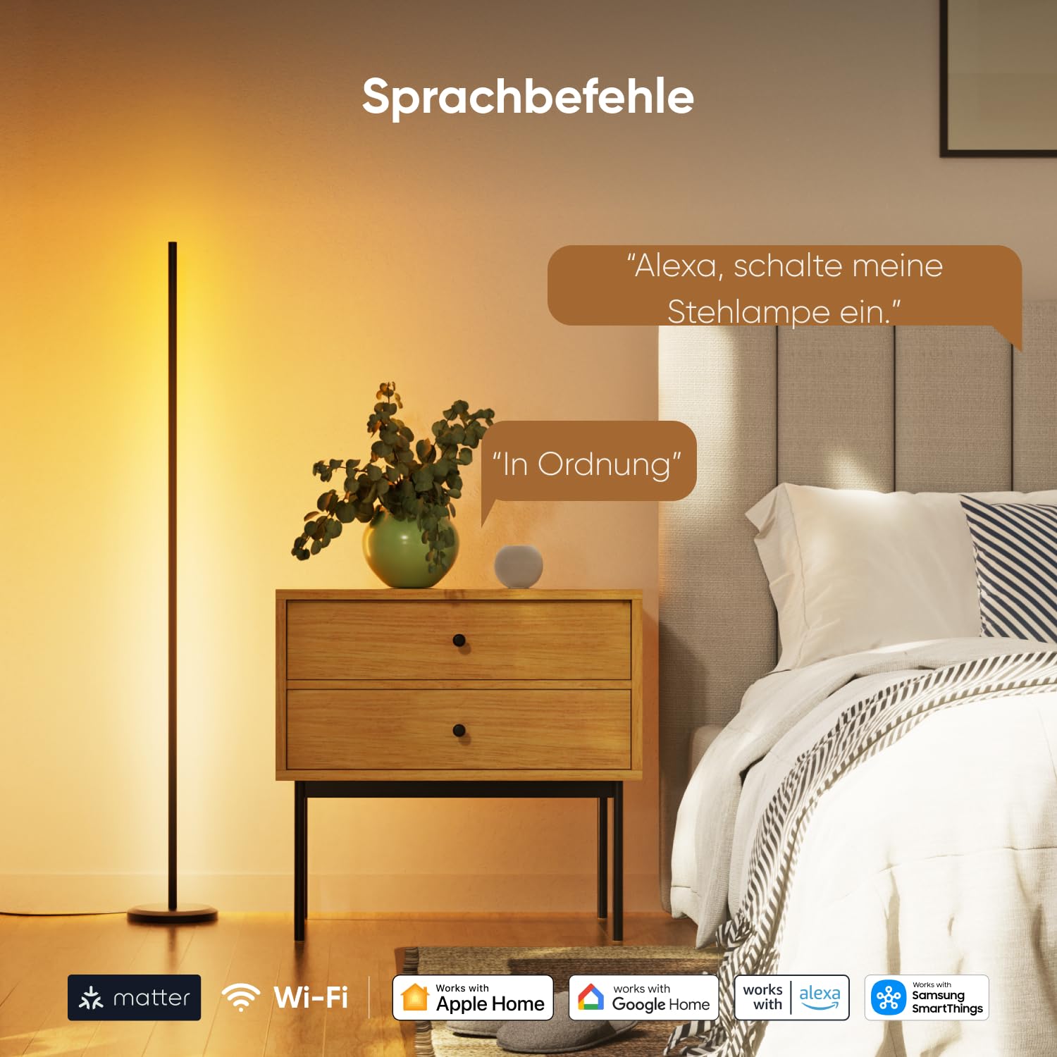 Nanoleaf Matter Smart Stehlampe Schwarz, RGB IC LED Floor Lamp Dimmbar, Musik Sync, Dynamische Gradient Szenen, 1700lm, App & Sprachsteuerung (Funktion mit Alexa, Apple), Schlafzimmer Gaming Deko 6