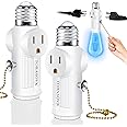 Light Socket to Plug Adapter, (2 Pack) Both Sides 3 Prong Light Bulb Outlet Socket Adapter, Heat-Resistant Materials Light Socket Adapter, Light Bulb Plug Adapter for Expansion Socket - White