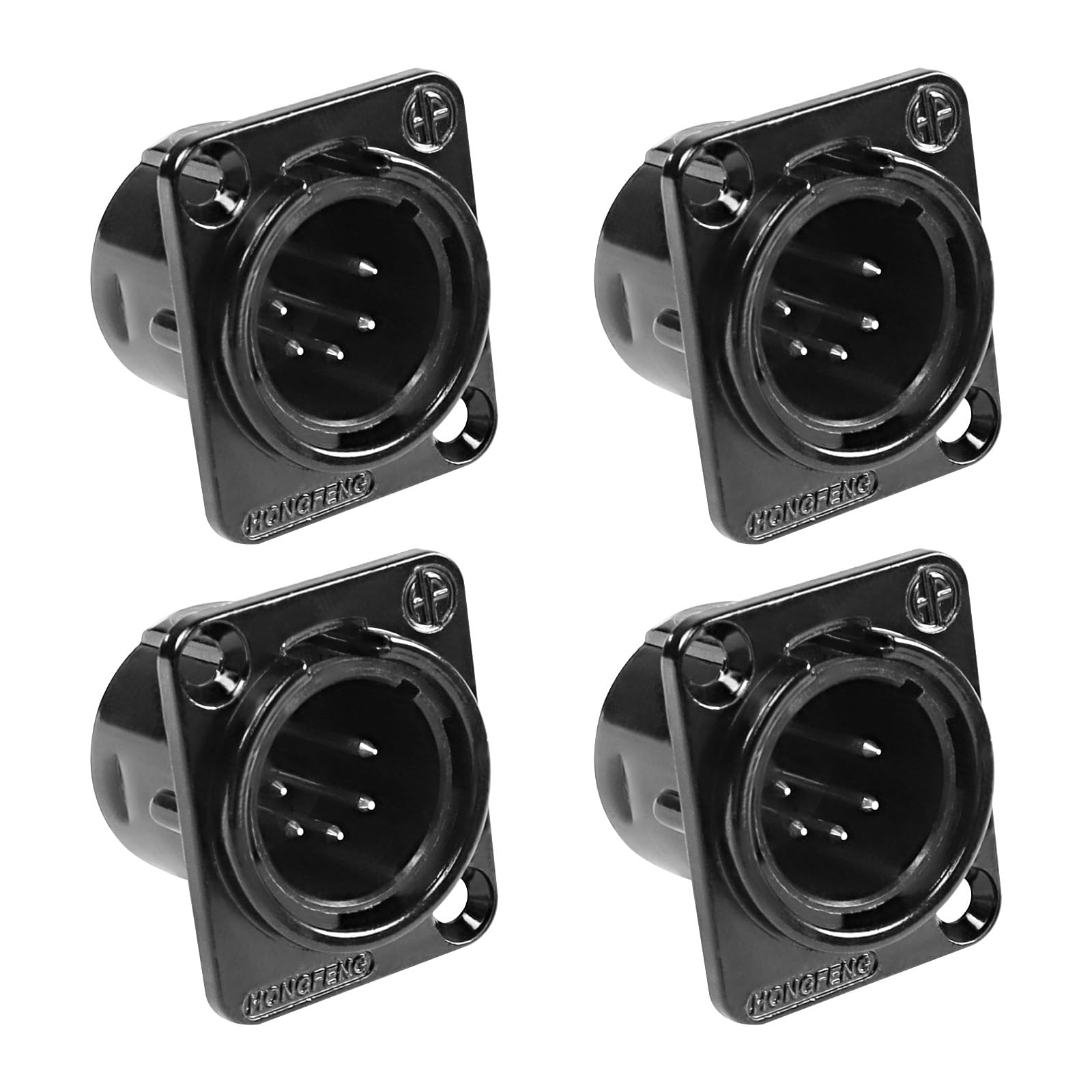 XMSJSIY 5 Pin XLR Panel Mount Connector XLR Male Socket Audio Speaker Microphone Connector D-Type Chassis Solder for Microphone Musical Instruments- 4pcs (5 Pin Male)
