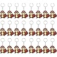 Elecrainbow 24 Pack Beaver Keyring Pack Party Favor for Safari Party, Jungle Baby Shower, Wild Animal Themed Kids Birthday, Wild ONE First Birthday, Castor Gender Reveal, Brown