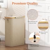 Lifewit 50L Slim Laundry Basket with Lid Beige Narrow Foldable Hamper view 7