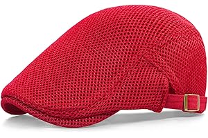 Xinveen Men's Mesh Cap Breathable Summer Newsboy Hat Adjustable Beret Ivy Cap Irish Cabbie Driving Hunting Hats