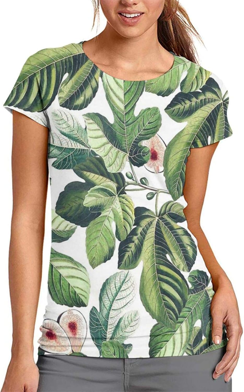 Figs Leaf Garden Fig Leaves Womens 3D Print TShirts Short Sleeve Cool