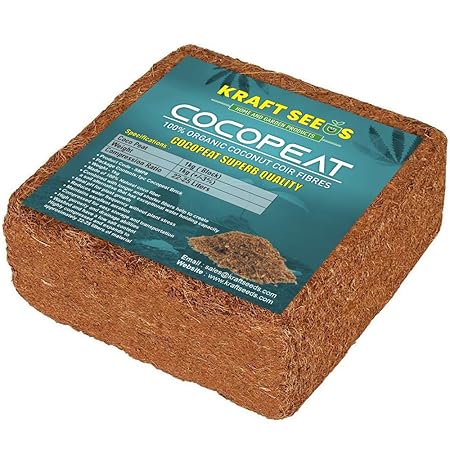 Kraft Seeds - Cocopeat Brick 1kg Block for Gardening & Plants, Expands into Coco Peat Powder (Pack of 1)
