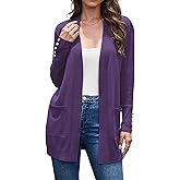 VIISHOW Women Cardigan Sweater Lightweight Open Front Long Sleeve Soft Fine Knit Casual Trendy Kimono Cardigans with Pockets