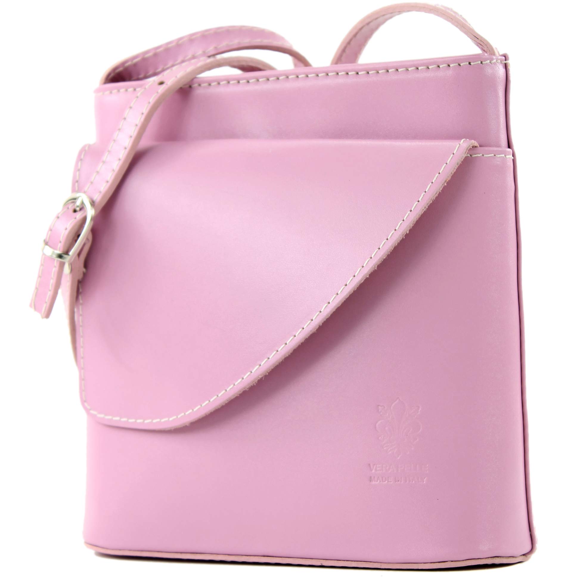Italian women's bag handbag shoulder bag carrying bag small satchet D17, Colour:Violet Pink